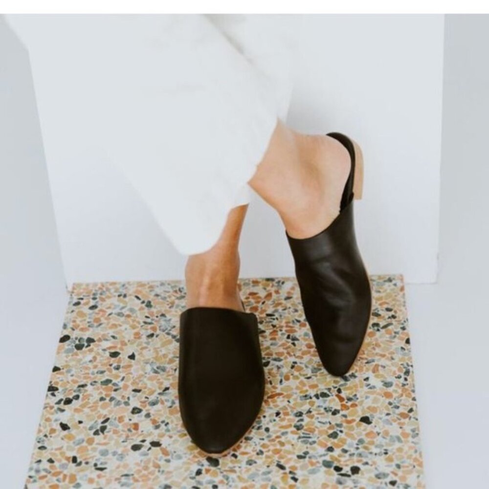 St. Agni Black Leather Mules